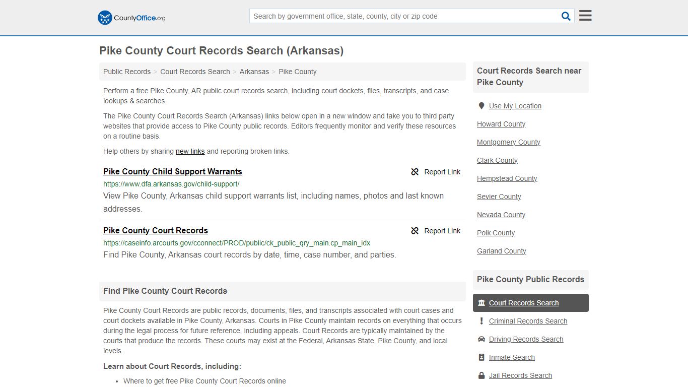 Pike County Court Records Search (Arkansas) - County Office